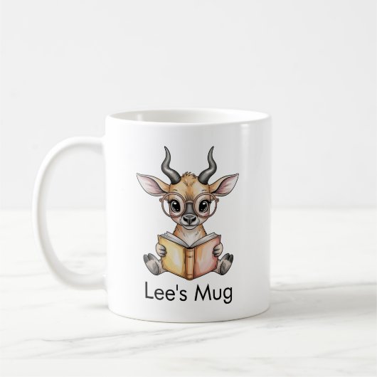 Cute Eland Reading Book Custom Kaffeetasse (Links)