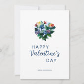 Cute Elegant Blue Shades Colorful Floral Heart Karte (Vorderseite)