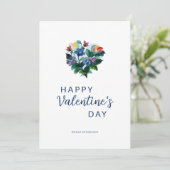 Cute Elegant Blue Shades Colorful Floral Heart Karte (Stehend Vorderseite)