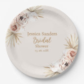 Cute Elegant Flowers Boho Bridal Shower Pappteller (Vorderseite)
