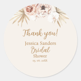 Cute Elegant Flowers Boho Bridal Shower Runder Aufkleber