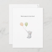 Cute Elephant And Balloons Welcome New Baby Card. Postkarte (Vorne/Hinten)