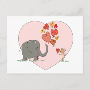 cute elephant and mouse valentine love vector feiertagspostkarte