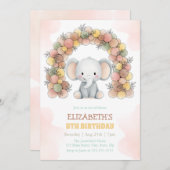 Cute Elephant Balloon Arch Birthday Party Einladung (Vorne/Hinten)