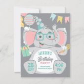 Cute elephant birthday  einladung (Vorderseite)