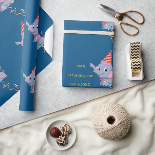 Cute Elephant Birthday  Geschenkpapier (Kunsthandwerk)