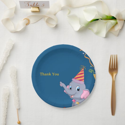 Cute Elephant Birthday  Pappteller (Hochzeit)