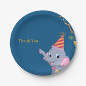 Cute Elephant Birthday  Pappteller (Vorderseite)