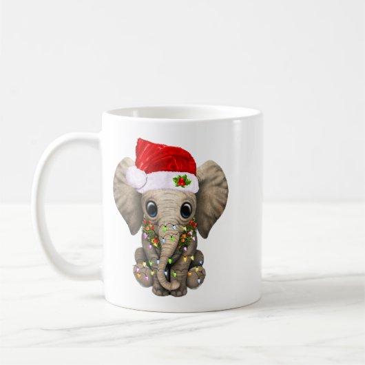 Cute Elephant Christmas Light Funny Elephant Lover Kaffeetasse (Links)