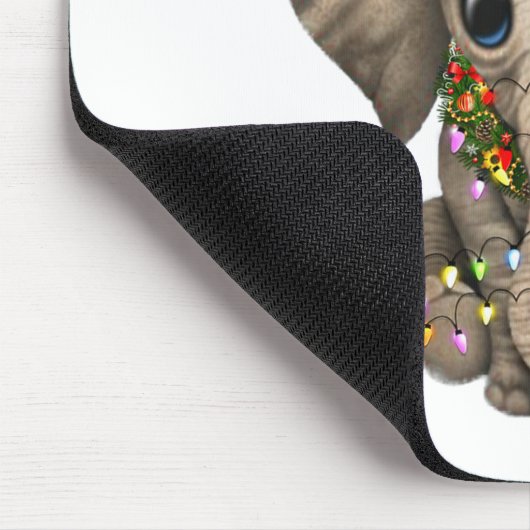 Cute Elephant Christmas Light Funny Elephant Lover Mousepad (Ecke)