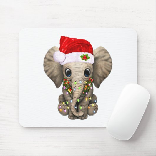 Cute Elephant Christmas Light Funny Elephant Lover Mousepad (Mit Mouse)