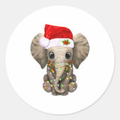 Cute Elephant Christmas Light Funny Elephant Lover Runder Aufkleber (Vorderseite)