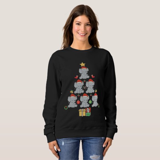 Cute Elephant Christmas Tree Sweatshirt (Vorne ganz)
