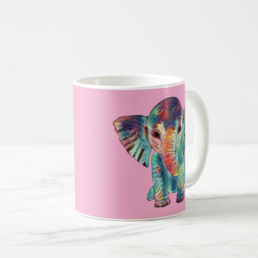 Cute Elephant Colourful Mug Kaffeetasse (VorderseiteRechts)