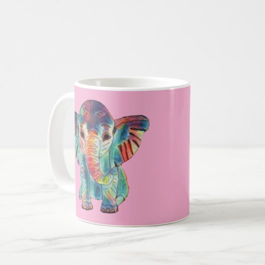 Cute Elephant Colourful Mug Kaffeetasse (Vorderseite Links)