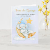 Cute Elephant Congratulations A New Baby Boy  Karte (Gelbe Blume)