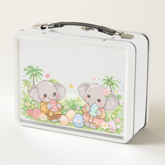 Cute Elephant Easter Illustration  Metall Brotdose (Rückseite)