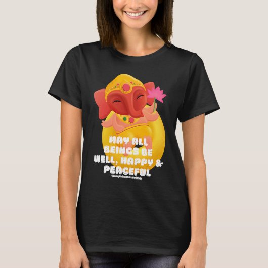 Cute Elephant Ganesha Peace Lotus Loving Kindness  T-Shirt (Vorderseite)
