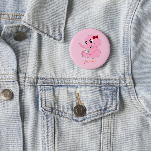 Cute elephant girl cartoon button (Beispiel)