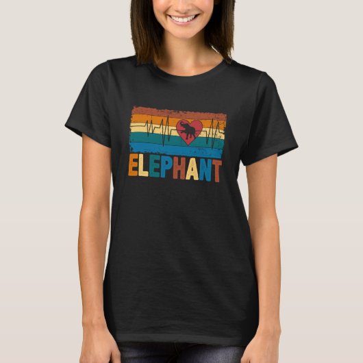 Cute Elephant Heartbeat Jungle Animal 2 T-Shirt (Vorderseite)