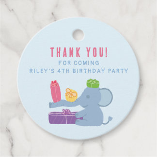 Cute Elephant Holding Gifts Party Favor Tags Geschenkanhänger