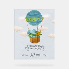 Cute Elephant Hot Air Balloon Baby Birth Announcem Acrylschild