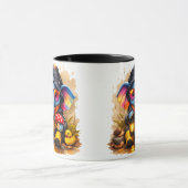 Cute Elephant in Raincoat with Lantern Cartoon Cof Tasse (Zentrum)