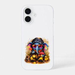 Cute Elephant iPhone 16 Case Rain Kawaii Hülle