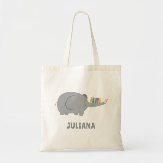 Cute Elephant Library Tote Bag Tragetasche (Vorne)