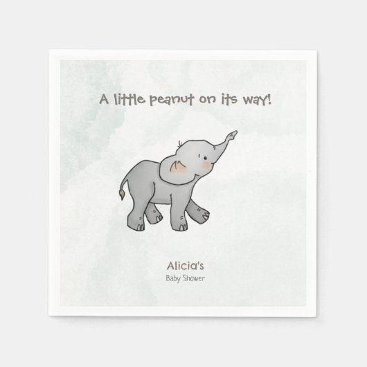 Cute Elephant Little Peanut On its Way Baby Shower Serviette (Vorderseite)