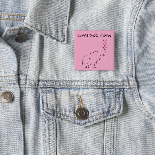 Cute Elephant Love You Tons Pink Button (Beispiel)