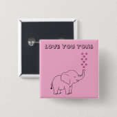 Cute Elephant Love You Tons Pink Button (Vorne & Hinten)