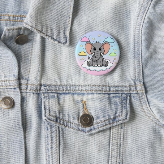 Cute Elephant on Cloud - I'm Ele-Fun-t Pun Button (Beispiel)