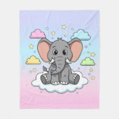 Cute Elephant on Cloud - I'm Ele-Fun-t Pun Fleecedecke (Vorderseite)
