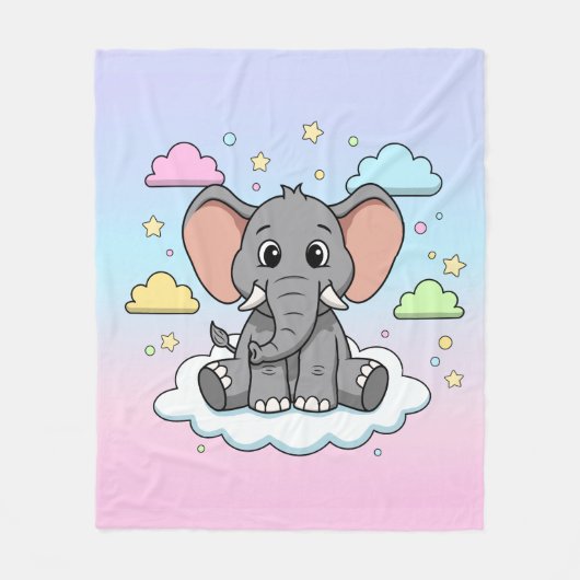 Cute Elephant on Cloud - I'm Ele-Fun-t Pun Fleecedecke (Vorderseite)
