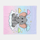 Cute Elephant on Cloud - I'm Ele-Fun-t Pun Fleecedecke (Vorderseite (Horizontal))