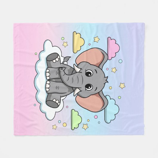 Cute Elephant on Cloud - I'm Ele-Fun-t Pun Fleecedecke (Vorderseite (Horizontal))