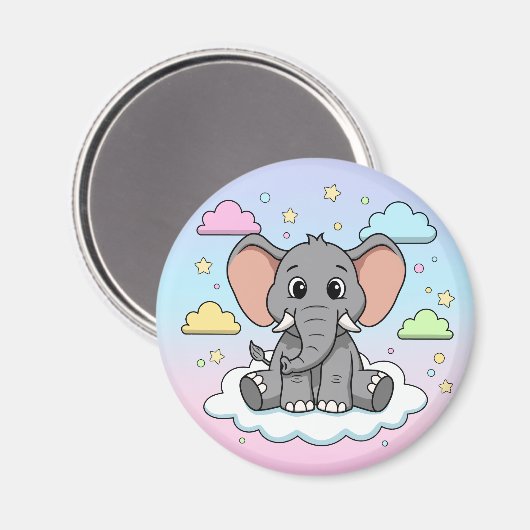 Cute Elephant on Cloud - I'm Ele-Fun-t Pun Magnet (Vorderseite/Rückseite)