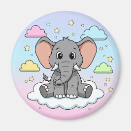 Cute Elephant on Cloud - I'm Ele-Fun-t Pun Magnet