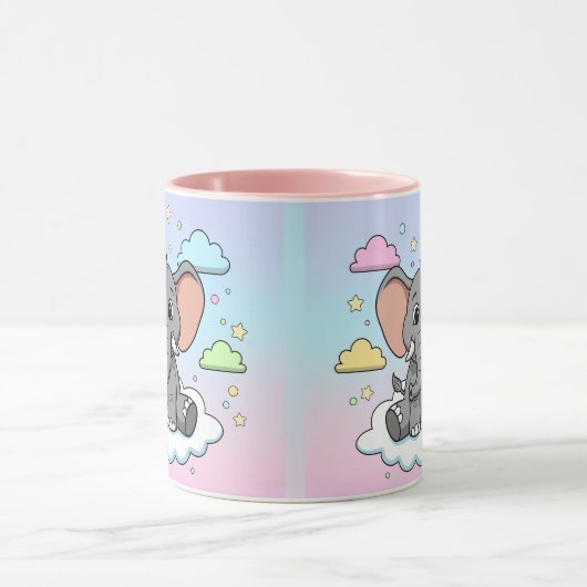Cute Elephant on Cloud - I'm Ele-Fun-t Pun Tasse (Zentrum)