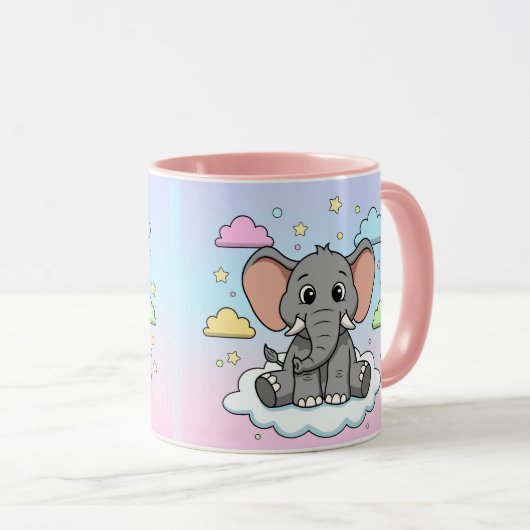 Cute Elephant on Cloud - I'm Ele-Fun-t Pun Tasse (VorderseiteRechts)