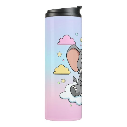Cute Elephant on Cloud - I'm Ele-Fun-t Pun Thermosbecher (Nach links gedreht)