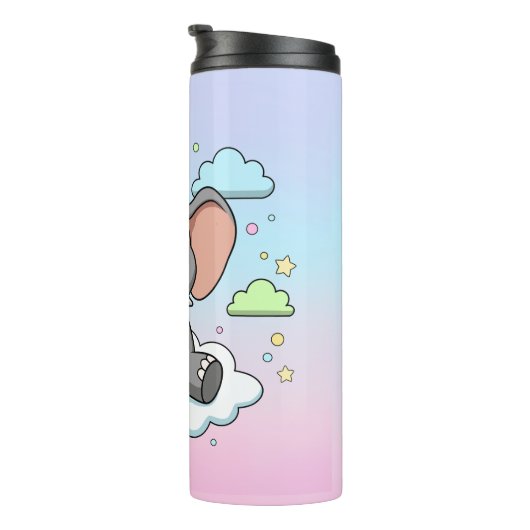 Cute Elephant on Cloud - I'm Ele-Fun-t Pun Thermosbecher (Nach rechts gedreht)