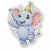 Cute Elephant Party Custom-Cut Vinyl Sticker (Vorderseite)