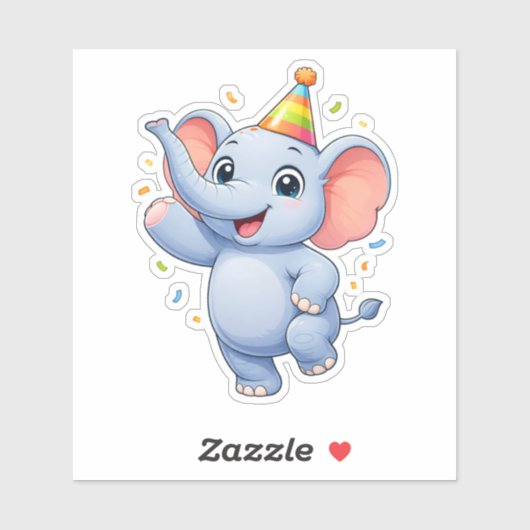 Cute Elephant Party Custom-Cut Vinyl Sticker (Blatt)