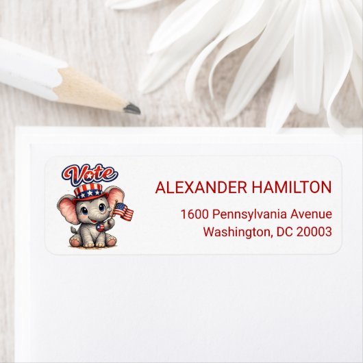 Cute Elephant Patriot Return Address (Insitu)