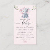 Cute Elephant Pink Books for Baby Card Visitenkarte (Vorderseite)