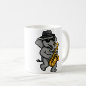 Cute Elephant Playing Saxophone Elephants Musician Kaffeetasse (VorderseiteRechts)
