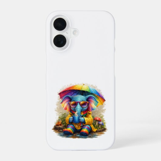 Cute Elephant Rainbow iPhone 16 Case Hülle (Rückseite)