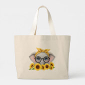 Cute Elephant Sunflower Tote Bag Jumbo Stoffbeutel (Rückseite)